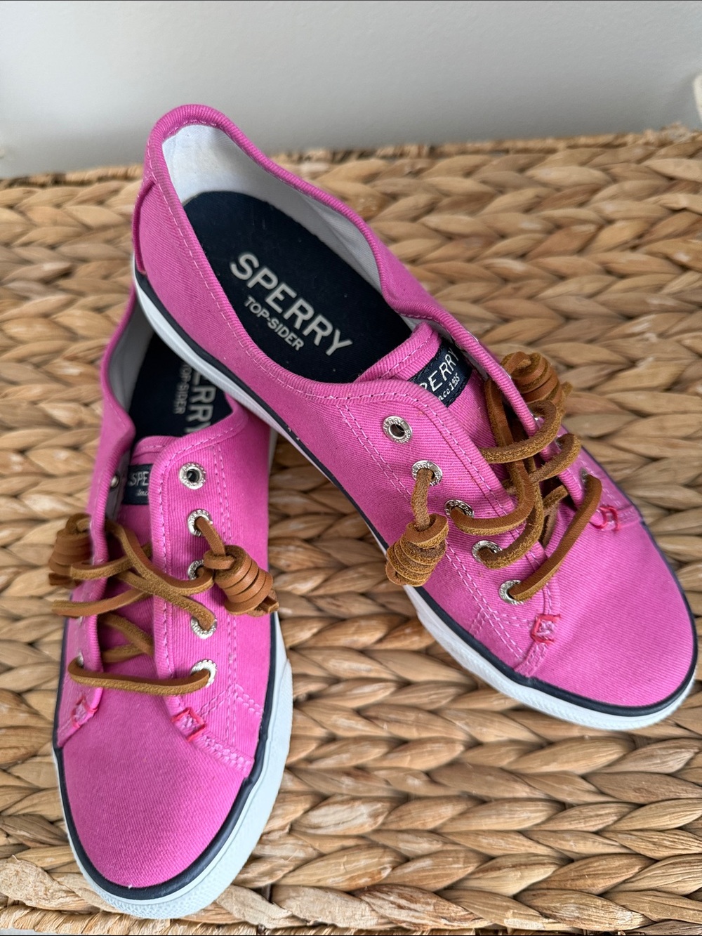 Sperry Hot Pink Canvas Lace-Up Sneakers for Women